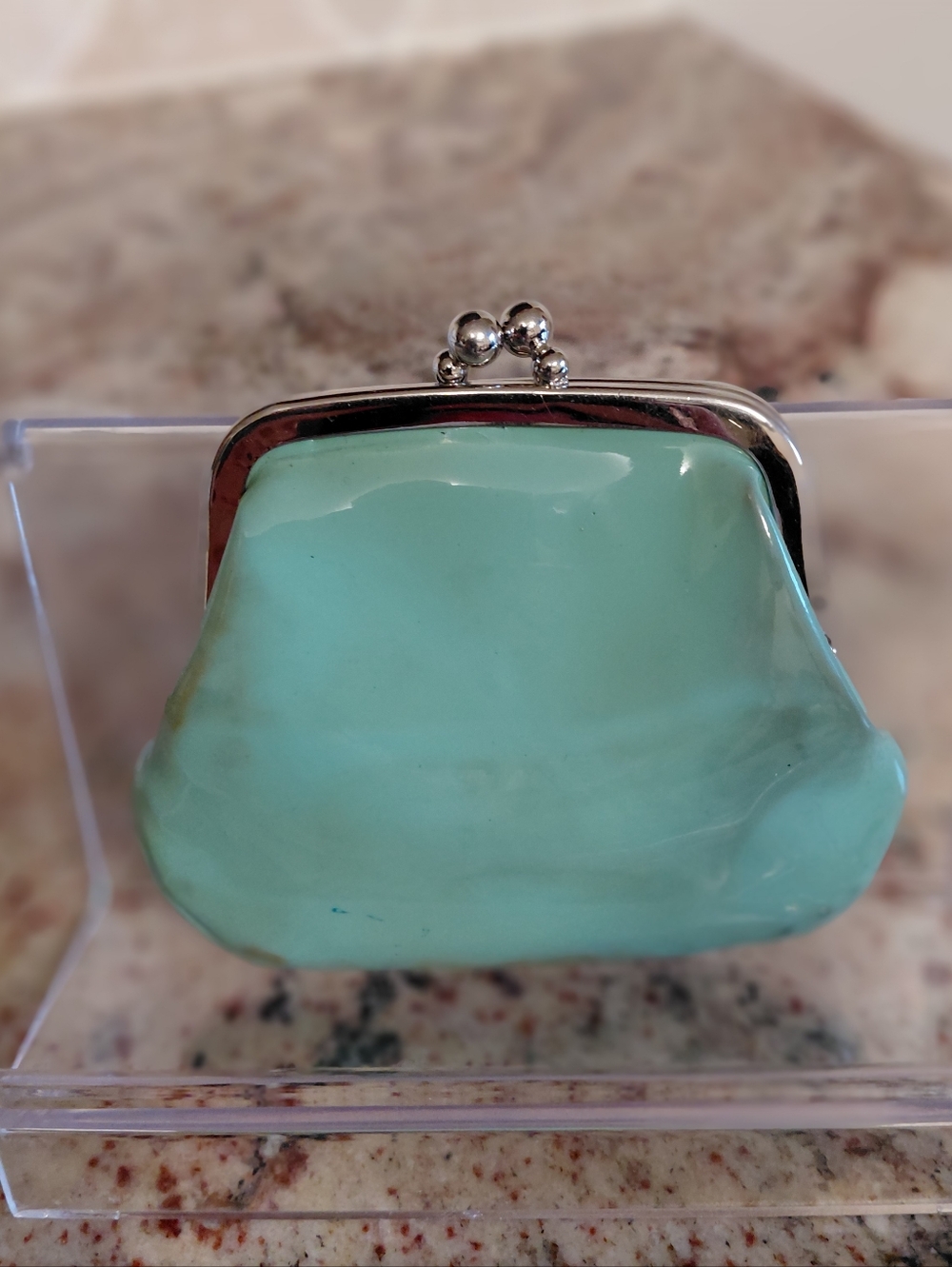 Tiffany & Co. Patent Leather Kiss Lock Coin Purse In Tiffany Blue - Picture 9 of 9
